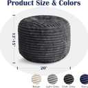 SHOUREN Stuffed Round Ottoman,Pouf Ottoman Foot Rest, 20 X 15, Dark Grey