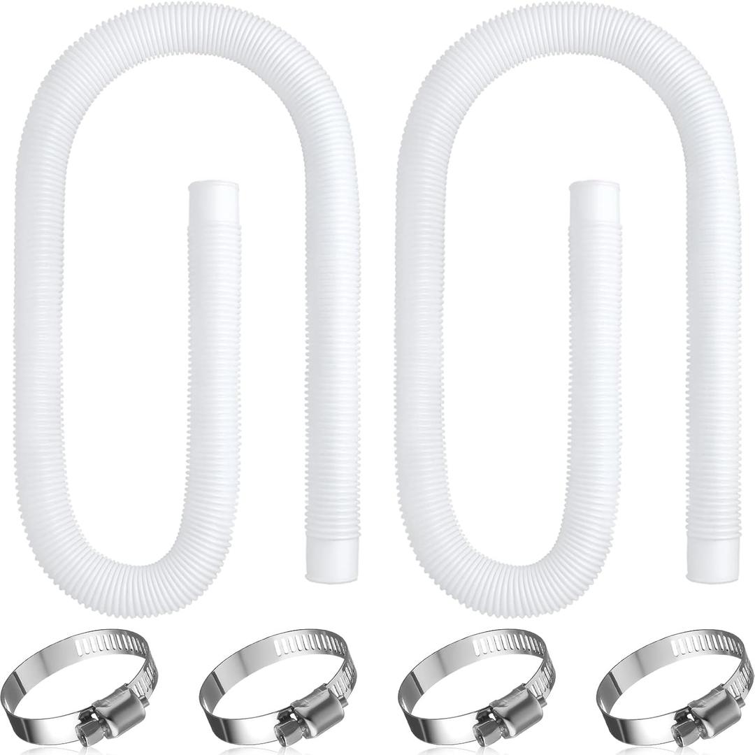 Saintrygo 2 Sets Replacement Pool Hose for Above Ground Pools 1.5 x 4.9ft Long Pool Filter Pump Hoses Replacement Swimming Pool Hose Upgraded Pool Skimmer Hose Compatible with 10531to 25016(White)