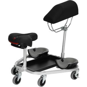 Kneeling/Sitting Creeper With Chest Support & Rolling Knee Pads 3" Casters | 300-Pound Capacity,Equipped With A Tool Tray For Tiles, Parquet, Cleaning Or Other Floor Work Featuring 3" Casters And Brake