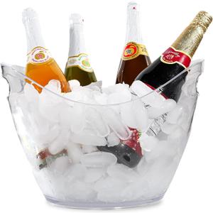 Large Ice Bucket for Parties, 8L Drink Bin, Clear Champagne Bucket, Mimosa Bar Supplies, Wine Bucket Chiller for Parties, Party Beverage Tub, Holds 2-4 Standard Sized Wine or Champagne bottles on ice.