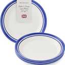 Portmeirion Potter's Stripe Salad Plate (Set of 4) - 8" Earthenware Plates with Classic Striped Rim - Microwave, Dishwasher, Freezer, Oven Safe - Ideal Modern Dinnerware Set (Blue Stripe)