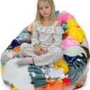 Bean Bag Chair Cover for Clear Stuffed Animal Chair Storage  Extra Large 150L Toy Organizer for Kids, Waterproof Easy-Clean Plush Toy Holder Seat (Cover Only, No Filler Included)