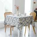 YiHomer Pastoral Square Tablecloth - 40 x 40 Inch Table Cloth - Washable Table Cover with Dust-Proof Wrinkle Resistant for Restaurant, Picnic, Indoor and Outdoor Dining, Floral (Dark Blue)
