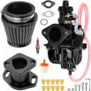 FVRITO VM22 26mm Carburetor Jet Kit for Predator 212cc 196cc Coleman CT200U CT200U-EX BT200X Mini Bike KT196 Go Kart Baja Warrior GX200 Clone Engine with Air Filter Intake Manifold Performance Parts (New-black)