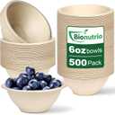 Small Paper Bowls 6 oz, 500 Pack Disposable Compostable Bowls Bulk, Heavy Duty Biodegradable Bagasse Bowls for Snacks, Soup, Salads, Microwave Safe Chili Bowls
