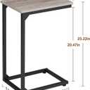 AMHANCIBLE C Shaped Side Table, End Tables Living Room Set of 2, Slide Under Couch Table for Sofa, TV Trays for Bedroom, Small Space, Greige HET02CGY