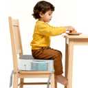 Booster Seat for Kitchen Chair, 3.8" Toddler Booster Seats for Dining Table with Ties, PU Dining Chair Pads with Side Pockets, Non-Slip & Removable Booster Seat for Table Increasing Cushion (Grey)