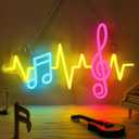 Music Notes Neon Sign, Dimmable LED Neon Wall Sign USB Powered, Music Decor for Bedroom Living Room Man Cave Studio, Musical gifts