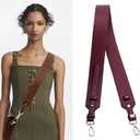 MOISTRI Grain Leather Purse Strap Adjustable Crossbody Replacement Straps for Handbags Monk Head Screws Detachable Silver Clasps Short Burgundy Red