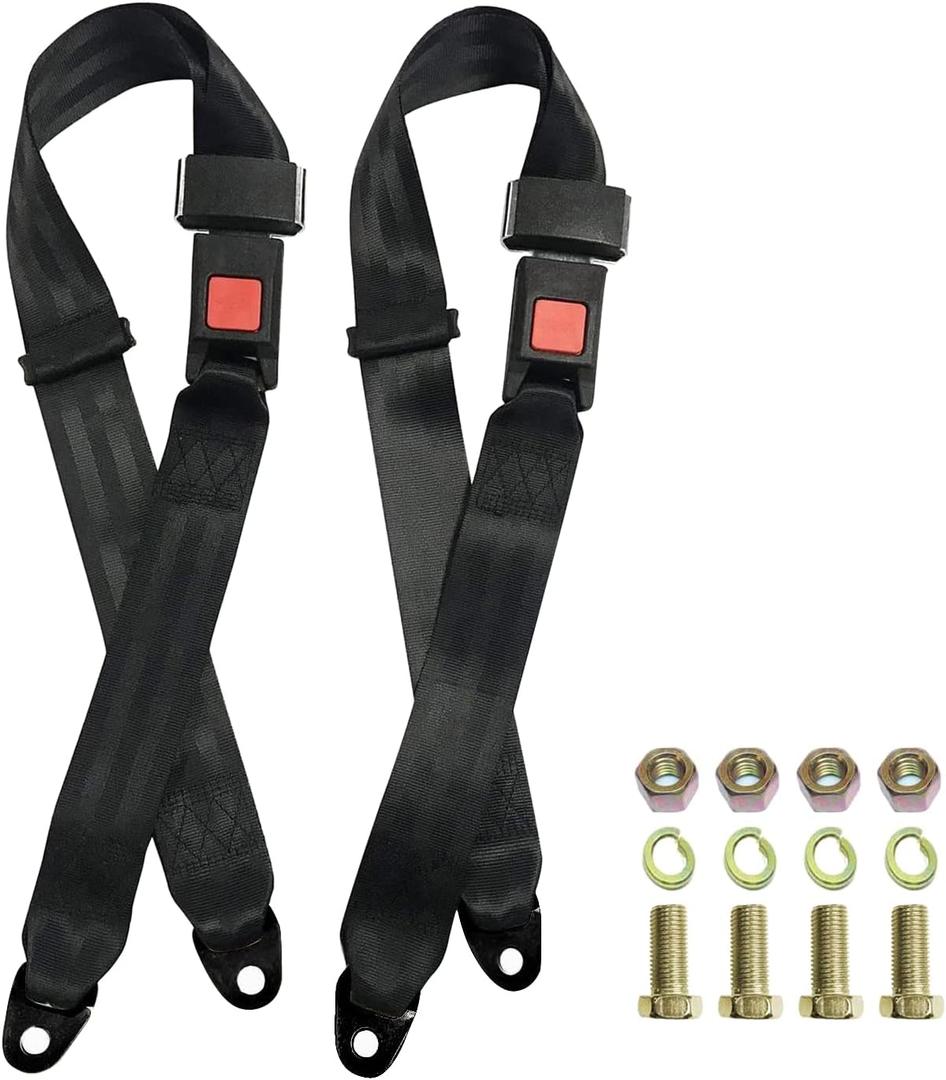 Golf Cart Seat Belt Kit Set of 2, Fits Most Golf Carts, EZGO, Yamaha, UTV, Front/Rear Seatbets, Universal, 2 Pack