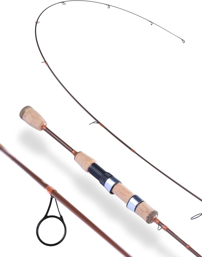 LITTMA Trout&PANFISH Ultralight Fishing Rod 2 PCS Trout, Crappie, Panfish Micro Spinning Rods Brown Carbon Fiber Blank, Cork Handle for Beginners | 7‘/Ul/2-6lb/2pcs