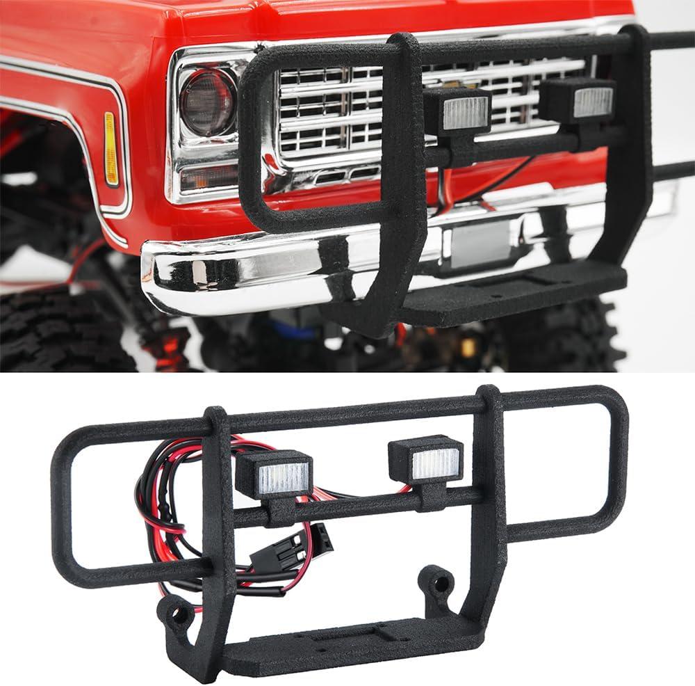 RC Front Bumper Set with LED Lights Body Protection for TRX4M Upgrades K10 1/18 Scale RC Crawler Car Accessories