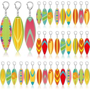 Bucherry 36 Pcs Beach Summer Party Favors Keychain Gifts Bulk Wooden Surfboard Sea Turtle Coconut Tree Christian Religious Key Ring for Hawaiian Luau Florida Bahamas Souvenirs Supplies(Flower)