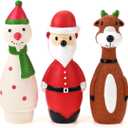 CHIWAVA 3 Pack Small Christmas Dog Toys for Interactive Dogs Latex Squeaky Santa Toy