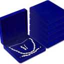 Yinkin 6 Pcs Velvet Jewelry Set Box Jewelry Display Case Earring Ring Bracelet Necklace Gift Box Pearl Necklace Storage Case for Mother's Day Wedding Travel Anniversary(Royalblue)