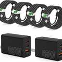 65W Super Fast Charger Type C for Samsung,3 Port 100W PD Quick Charging 3.0 USB C Block & 3/6/10/10FT Braided Type C Cord for Samsung Galaxy S26 Ultra/S26/S25 Ultra/S24/Android/iPhone 17/Laptop