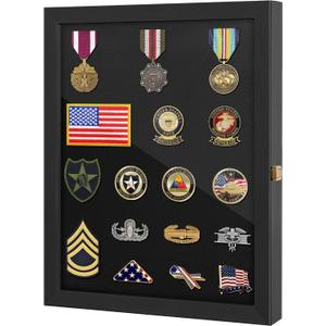 16x12 Pin Display Case Pin Collection Display Case with 98% UV Protection Acrylic Door for Military Medals, Jewelry Pins, Pin Gift, Insignia Ribbons, Beach Tags, Pin Collectibles