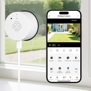 Window Camera 3MP 2K, 2.4GHz WiFi Indoor Camera for Home Security with Full Color Night Vision, 2-Way Audio, 24/7 Recording, Human/Motion Detection, Real-Time Alerts, Alexa Support (White)