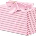 P Pothuiny 12 Pcs Silky Pink Satin Napkins 17 x 17 Inches, Square Smooth Wedding Dinner Napkins Satin Cloth Napkins Table Napkins for Banquet Party Restaurant Decor, Thanksgiving, Christmas