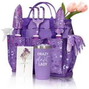 Gardening Gifts for Women, Garden Tool Set, Heavy Duty Gardening Hand Tools with Garden Tool Bag, Purple