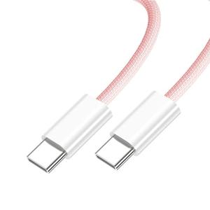 chenyang USB C to C Nylon Braided Cable USB C PD 27W 65W 480Mbps Data Charger Cable Pink for Phone & Tablet & Laptop 1.0M