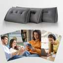 Headboard Wedge Pillows Twin/Twin XL, Ergonomic Bed Triangular Headboard Pillow, Thickened Backrest Cushion for Reading in Dorm Bed Sofa, Dark Grey, 39in