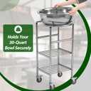Zonon Commercial Mixing Bowl Cart with Wheels, Heavy-Duty Stainless Steel Prep Station, 30 Qt. Large Capacity Bowl, 2-tier Storage, Ideal for Restaurant and Bakery Kitchens