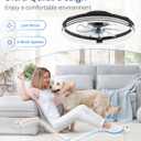 ZMISHIBO Low Profile Ceiling Fans with Lights and Remote, 20 Inch Flush Mount Ceiling Fan with Light, 3000K-6000K Dimmable Fandelier LED Fan Light, 6 Wind Speeds Black Ceiling Fans for Bedroom