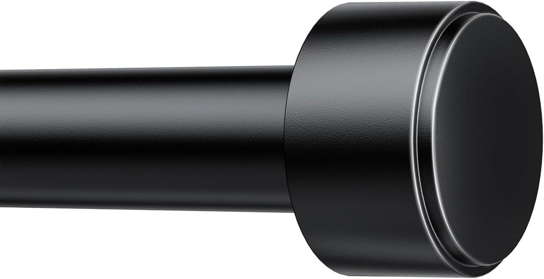 Curtain Rods for Windows 32-90 Inch, 1 Inch Adjustable Black Curtain Rod Set with Brackets, Easy Install