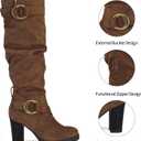 mysoft Women's Knee High Boots Fashion Chunky Block Heel Warm Winter Boots with Side Zippers (8.5)