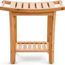Teak shower bench with Storage Shelf, Shower Stool for Inside Shower, Waterproof Shower Bench Seat, Shower Chair for Inside Shower, Wood Bench, Bathroom Bench (Natural Wood) (Bamboo Wood), 19 Inches X 9.85 Inches X 18 Inches