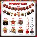 Movie Night Decorations Kit Now Showing Banner Hanging Swirls Popcorn Camera Clapboard Balloons for Movie Themed Birthday Party Supplies Film Backdrop