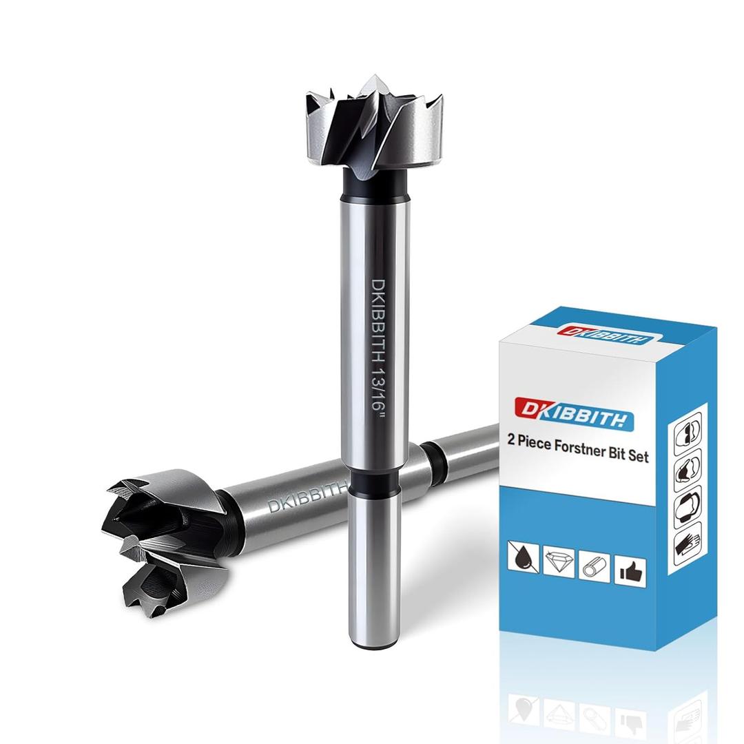 DKIBBITH 2-Pack 13/16 inch Forstner Drill Bits for Wood - Ideal for Fine Woodworking on Hardwoods, Plywood, Plastic.