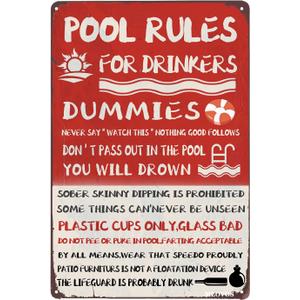 Funny Pool Decor Metal Tin Sign 8x12 Inches