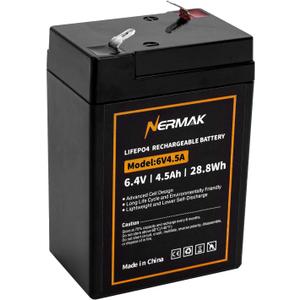 6V 4.5Ah LiFePO4 Lithium Battery, 2000+ Cycles Rechargeable Lithium Iron Phosphate Battery for Emergency Light, Lantern, Kids Ride On Car, Deer Game Feeder and More with BMS (F1 Terminals)