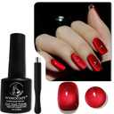 Wimocacy Cat Eye Gel Nail Polish Holographic Glitter Gel Polish Magnetic Nail Polish with Magnet for Salon Nail Art Home DIY (Ruby Red)