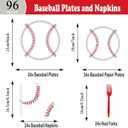 98 PCS Baseball Party Decorations, 96 PCS Baseball Plates and Napkins + 2PCS Party Banners, Disposable Tableware for 24 People