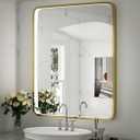 30x36 Inch LED Bathroom Mirror with Lights,Gold Metal Frame Wall Mounted Lighted Vanity Mirrors for Wall,Anti-Fog 3000K/4500K/6000K Dimmable Led Mirror,ETL Listed LED Driver