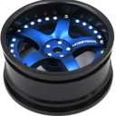 hobbysoul 2pcs RC 1/10 Aluminum Alloy Wheel Rims Hex 12mm Adjustable Offset Black & Blue Color Fit 1:10 RC On Road Drift Touring Car Tires