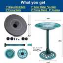 Bird Bath for Outside, Large 28 inch Tall Birdbaths for Outdoors with Solar Water Fountain, Plastic Retro Green Bird Baths Bowl for Outdoor Garden Lawn Yard Patio Hotel Landscape Decor - Wide 20"