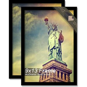 100% Solid Wood 9x13 Picture Frame Set of 2, Black Frame for 9 x 13 Inch Picture Poster Photo, Light Weight 9 by 13 HQ Matte Black Frame for Wall - 2 Pack/Black/9"x13"