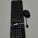 Wireless Keyboard and Mouse, COOFUN Cute Colorful 104 Keys Full Size Typewriter Keyboards Retro Cordless Key Board Ergonomic Keyboards and Mouse Wireless for Windows, PC, Laptop, Desktop (Black)