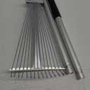 Buyplus Adjustable Garden Leaf Rake - 24 to 63 Inch Telescopic Metal Expandable Folding Leaves Rake for Lawn Yard, Flowers Beds, Black