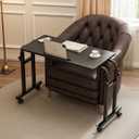 LINGMI Recliner Table, Overbed Table with Wheels Adjustable Height and Length Over Bed Desk, Hospital Heavy Duty Metal Leg Laptop Stand Tray, 47 cm x 15.75 cm x 39.3 cm