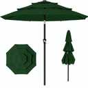 AreShark 9ft 3-Tier Patio Umbrellas, Outdoor Umbrella with 8 Sturdy Ribs UV Protection Windproof, Market Table Umbrella w/Push Button Tilt & Crank for Pool, Porch, Deck, Garden(Dark Green)