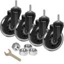 8T8 3 Inch Rubber Caster Wheels Heavy Duty with 5/16"-18 x 1 Threaded Stem Casters Set of 4 (Screw Diameter 5/16", Length 1"), Quiet and Smooth Rolling Castors for Furniture Hardwood Floors
