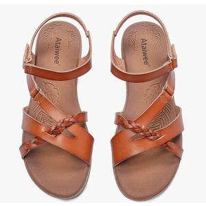 Ataiwee Women's Flat Slide Sandals - Comfortable Slip-On with Ankle Strap,Casual Open Toe Design,Hook-and-Loop Closure Summer Sandals, Size 8,5