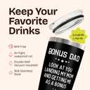 Bonus Dad Gifts from Daughter - Look At You Landing My Mom and Getting Me As a Bonus 20oz Black Tumbler - Stepdaughter Gift for Stepdad Father's Day Gifts from Daughter Funny Birthday Gift for Stepdad