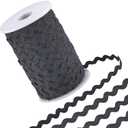 GORGECRAFT 54.6Yds/50m Rick Rack Trim Ribbon Black Wave Bending Fringe Trim 0.2"/5mm Woven Braided Webbing Edge Lace Zig Zag Ribbon for Sewing Crafts Dress Embellishment Wedding Party Gift Wrapping