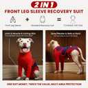 2IN1 Dog Recovery Suit with Sleeve to Prevent Licking, Easy Potty Diaper Design Surgical Suits for Large Dogs, Soft & Breathable Cone Alternative, Spay/Neuter Onesie for Female Male Dog/Cat, Red, 2XL